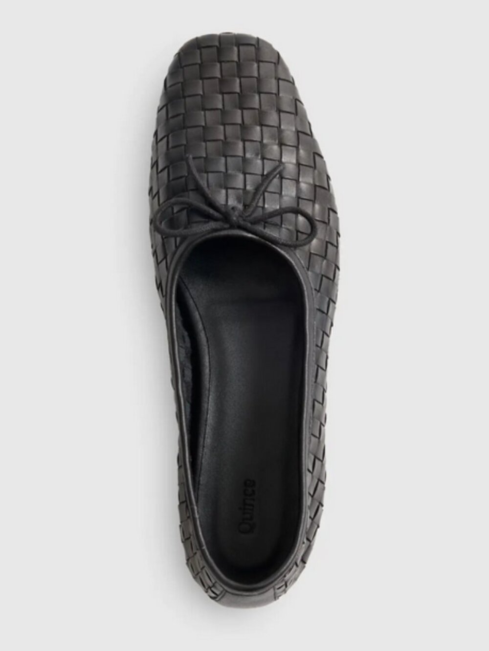 New! Quince Italian Leather Handwoven Square Toe Ballet Flat in Black Size 8